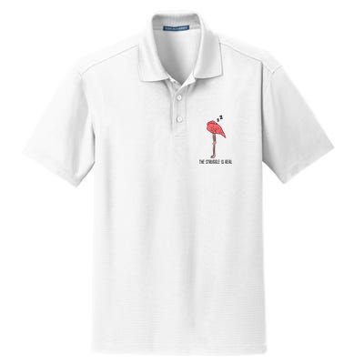 Tired Flamingo Lazy Flamingo The Struggle Is Real Dry Zone Grid Polo