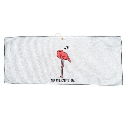 Tired Flamingo Lazy Flamingo The Struggle Is Real Large Microfiber Waffle Golf Towel