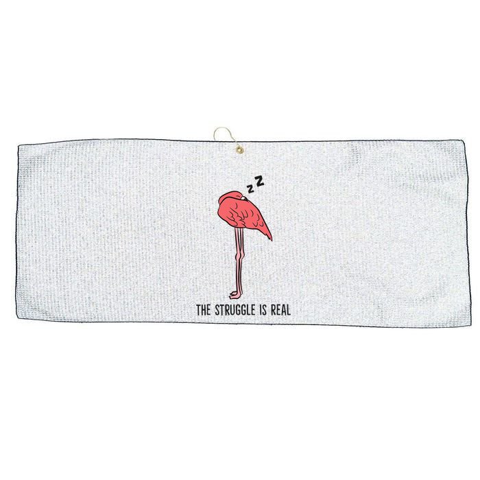 Tired Flamingo Lazy Flamingo The Struggle Is Real Large Microfiber Waffle Golf Towel