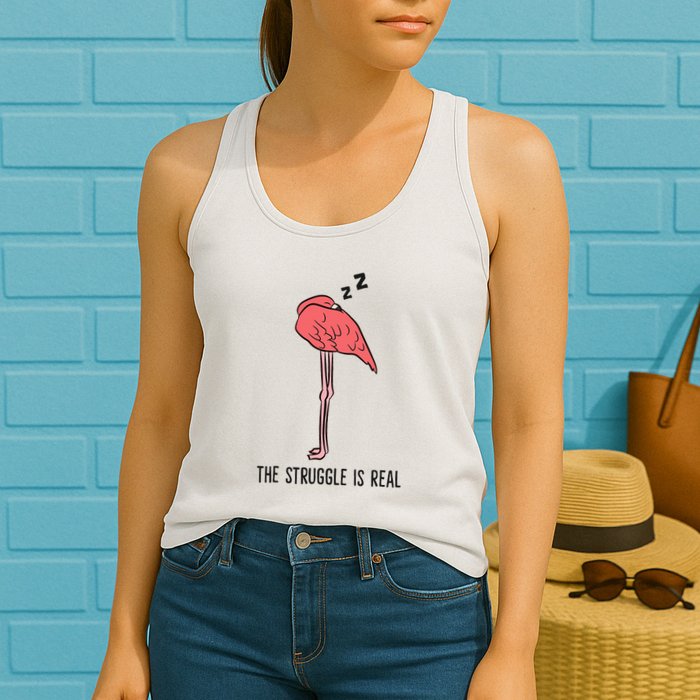 Tired Flamingo Lazy Flamingo The Struggle Is Real Womens Tank Top