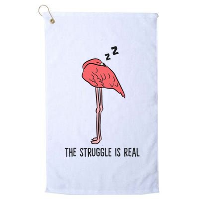 Tired Flamingo Lazy Flamingo The Struggle Is Real Golf Towel