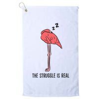 Tired Flamingo Lazy Flamingo The Struggle Is Real Golf Towel
