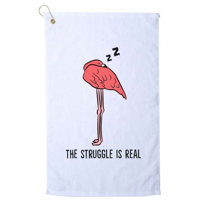 Tired Flamingo Lazy Flamingo The Struggle Is Real Golf Towel