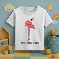 Tired Flamingo Lazy Flamingo The Struggle Is Real Toddler T-Shirt