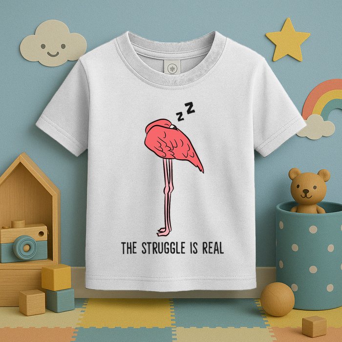 Tired Flamingo Lazy Flamingo The Struggle Is Real Toddler T-Shirt