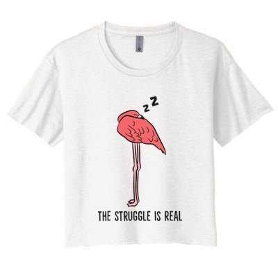Tired Flamingo Lazy Flamingo The Struggle Is Real Crop Top