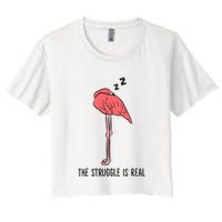 Tired Flamingo Lazy Flamingo The Struggle Is Real Crop Top