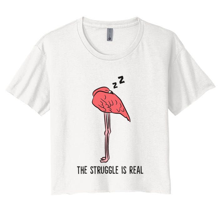 Tired Flamingo Lazy Flamingo The Struggle Is Real Crop Top