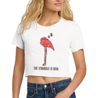 Tired Flamingo Lazy Flamingo The Struggle Is Real Crop Top