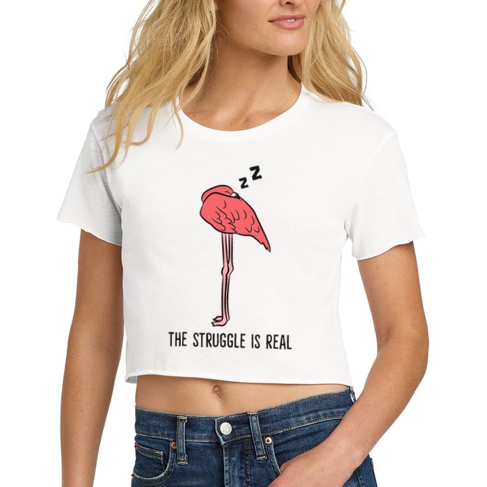 Tired Flamingo Lazy Flamingo The Struggle Is Real Crop Top