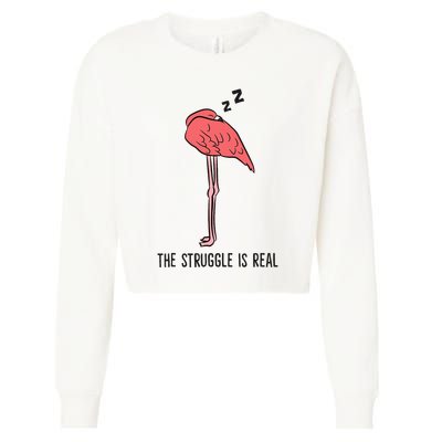 Tired Flamingo Lazy Flamingo The Struggle Is Real Cropped Pullover Crew