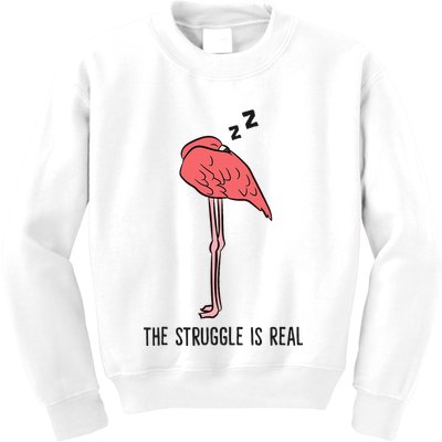 Tired Flamingo Lazy Flamingo The Struggle Is Real Kids Sweatshirt