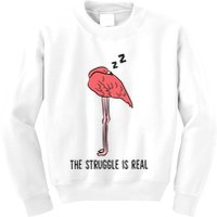 Tired Flamingo Lazy Flamingo The Struggle Is Real Kids Sweatshirt