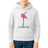 Tired Flamingo Lazy Flamingo The Struggle Is Real Kids Hoodie