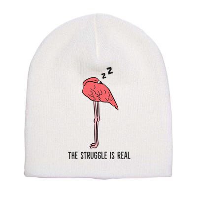 Tired Flamingo Lazy Flamingo The Struggle Is Real Short Acrylic Beanie
