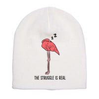 Tired Flamingo Lazy Flamingo The Struggle Is Real Short Acrylic Beanie