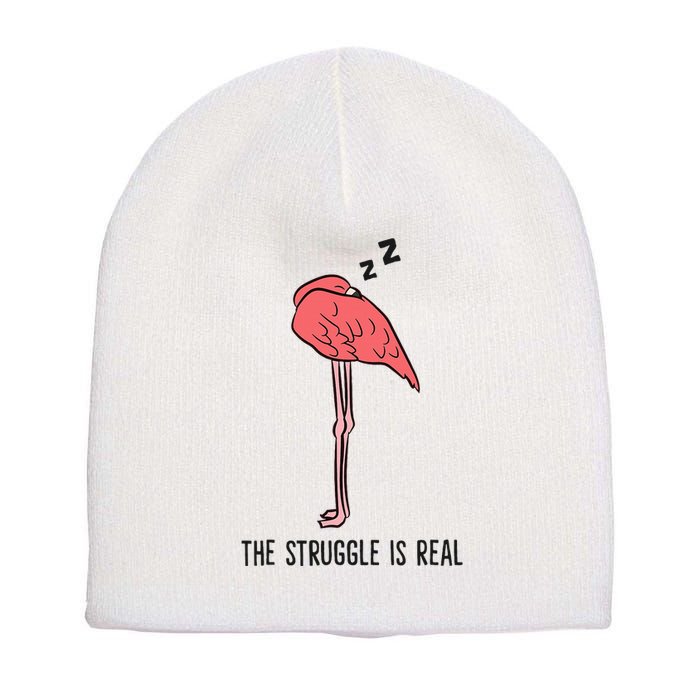 Tired Flamingo Lazy Flamingo The Struggle Is Real Short Acrylic Beanie