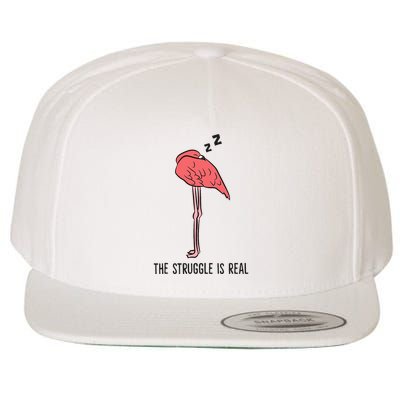 Tired Flamingo Lazy Flamingo The Struggle Is Real Wool Snapback Cap