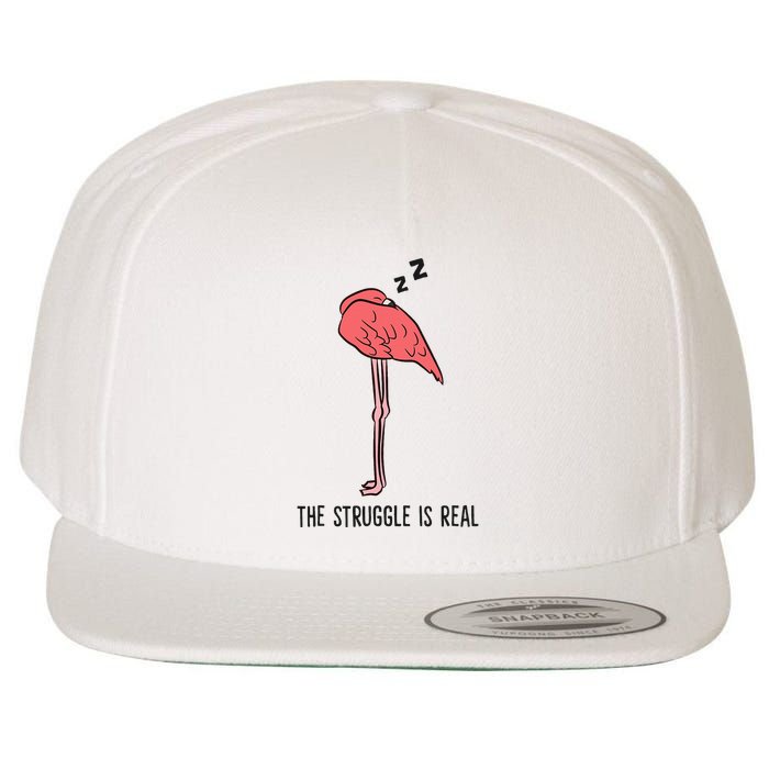 Tired Flamingo Lazy Flamingo The Struggle Is Real Wool Snapback Cap
