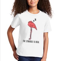 Tired Flamingo Lazy Flamingo The Struggle Is Real Kids T-Shirt