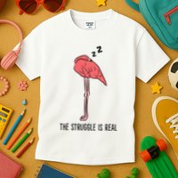 Tired Flamingo Lazy Flamingo The Struggle Is Real Kids T-Shirt