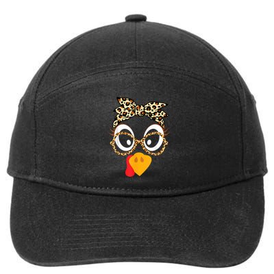 Turkey Face Leopard Headband Glasses Thanksgiving Women Girl 7-Panel Snapback Hat