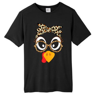 Turkey Face Leopard Headband Glasses Thanksgiving Women Girl Tall Fusion ChromaSoft Performance T-Shirt