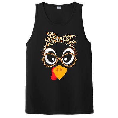 Turkey Face Leopard Headband Glasses Thanksgiving Women Girl PosiCharge Competitor Tank