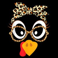 Turkey Face Leopard Headband Glasses Thanksgiving Women Girl Toddler Hoodie