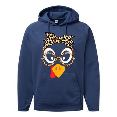 Turkey Face Leopard Headband Glasses Thanksgiving Women Girl Performance Fleece Hoodie