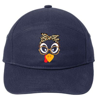 Turkey Face Leopard Headband Glasses Thanksgiving Women Girl 7-Panel Snapback Hat