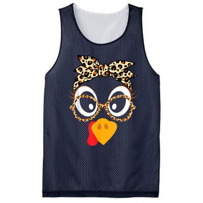 Turkey Face Leopard Headband Glasses Thanksgiving Women Girl Mesh Reversible Basketball Jersey Tank