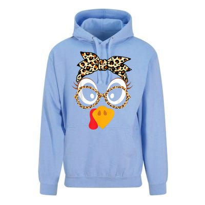 Turkey Face Leopard Headband Glasses Thanksgiving Women Girl Unisex Surf Hoodie