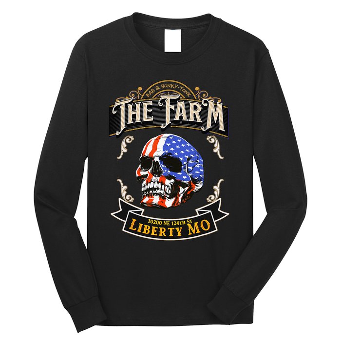 The Farm Liberty Missouri USA Bar Honkytonk American Skull Long Sleeve Shirt