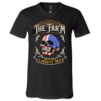 The Farm Liberty Missouri USA Bar Honkytonk American Skull V-Neck T-Shirt