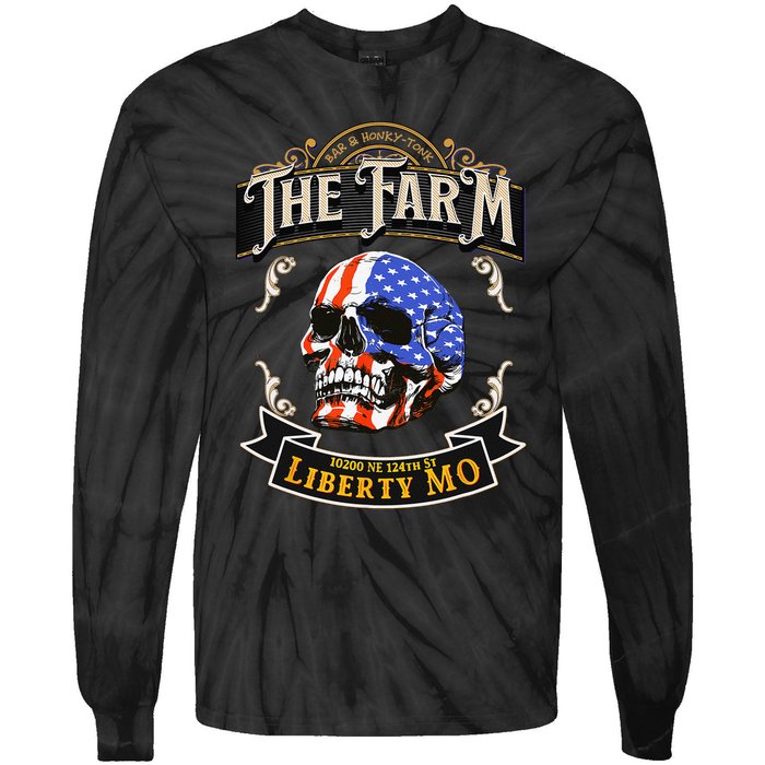 The Farm Liberty Missouri USA Bar Honkytonk American Skull Tie-Dye Long Sleeve Shirt