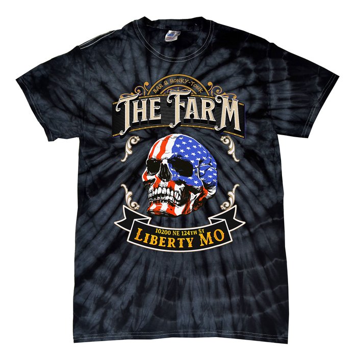 The Farm Liberty Missouri USA Bar Honkytonk American Skull Tie-Dye T-Shirt