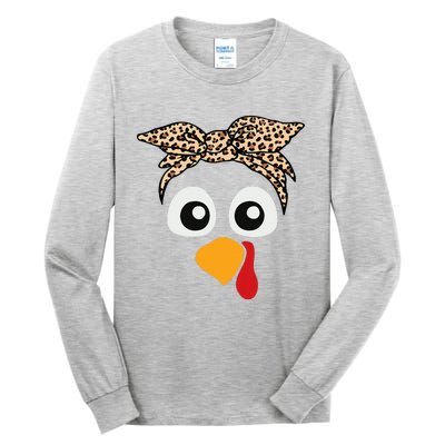 Turkey Face Leopard Headband Thanksgiving Pilgrim Tall Long Sleeve T-Shirt