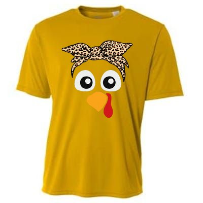 Turkey Face Leopard Headband Thanksgiving Pilgrim Cooling Performance Crew T-Shirt