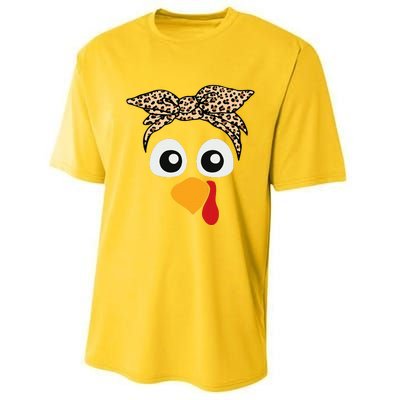 Turkey Face Leopard Headband Thanksgiving Pilgrim Performance Sprint T-Shirt