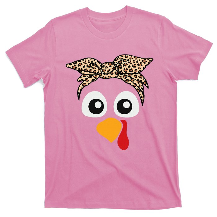 Turkey Face Leopard Headband Thanksgiving Pilgrim T-Shirt