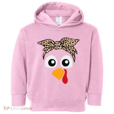 Turkey Face Leopard Headband Thanksgiving Pilgrim Toddler Hoodie