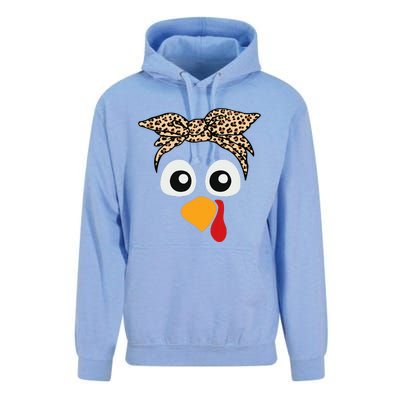 Turkey Face Leopard Headband Thanksgiving Pilgrim Unisex Surf Hoodie