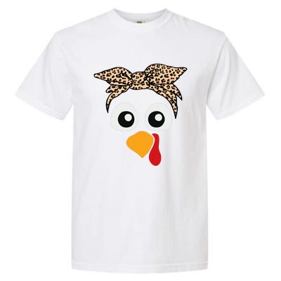 Turkey Face Leopard Headband Thanksgiving Pilgrim Garment-Dyed Heavyweight T-Shirt