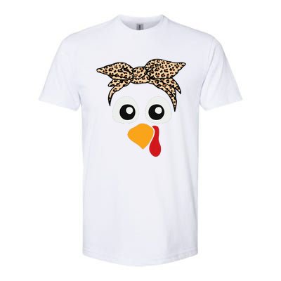 Turkey Face Leopard Headband Thanksgiving Pilgrim Softstyle® CVC T-Shirt