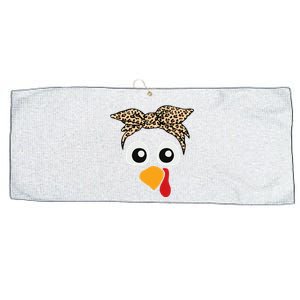 Turkey Face Leopard Headband Thanksgiving Pilgrim Large Microfiber Waffle Golf Towel