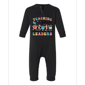 Teaching Future Leaders Back To School Kindergarten Teacher Groovy Infant Fleece One Piece