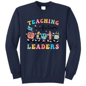 Teaching Future Leaders Back To School Kindergarten Teacher Groovy Tall Sweatshirt