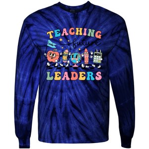 Teaching Future Leaders Back To School Kindergarten Teacher Groovy Tie-Dye Long Sleeve Shirt