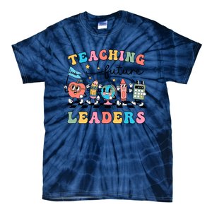 Teaching Future Leaders Back To School Kindergarten Teacher Groovy Tie-Dye T-Shirt